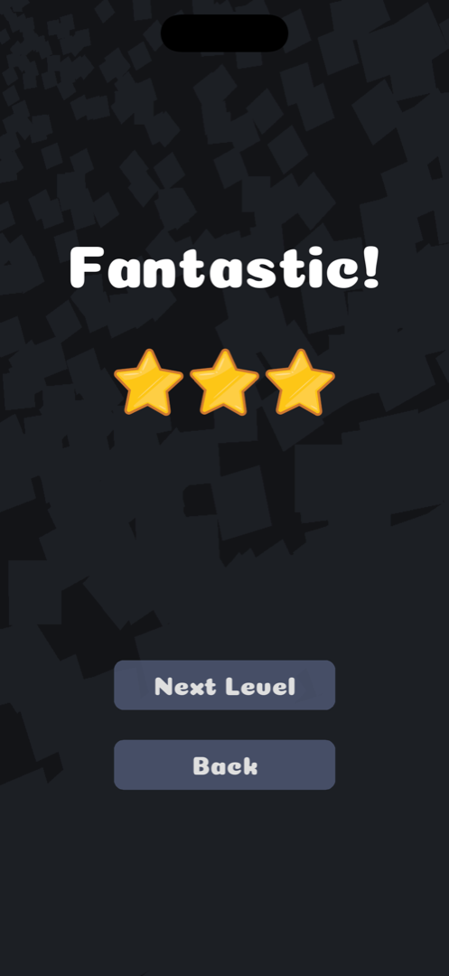 Completed level showing three stars